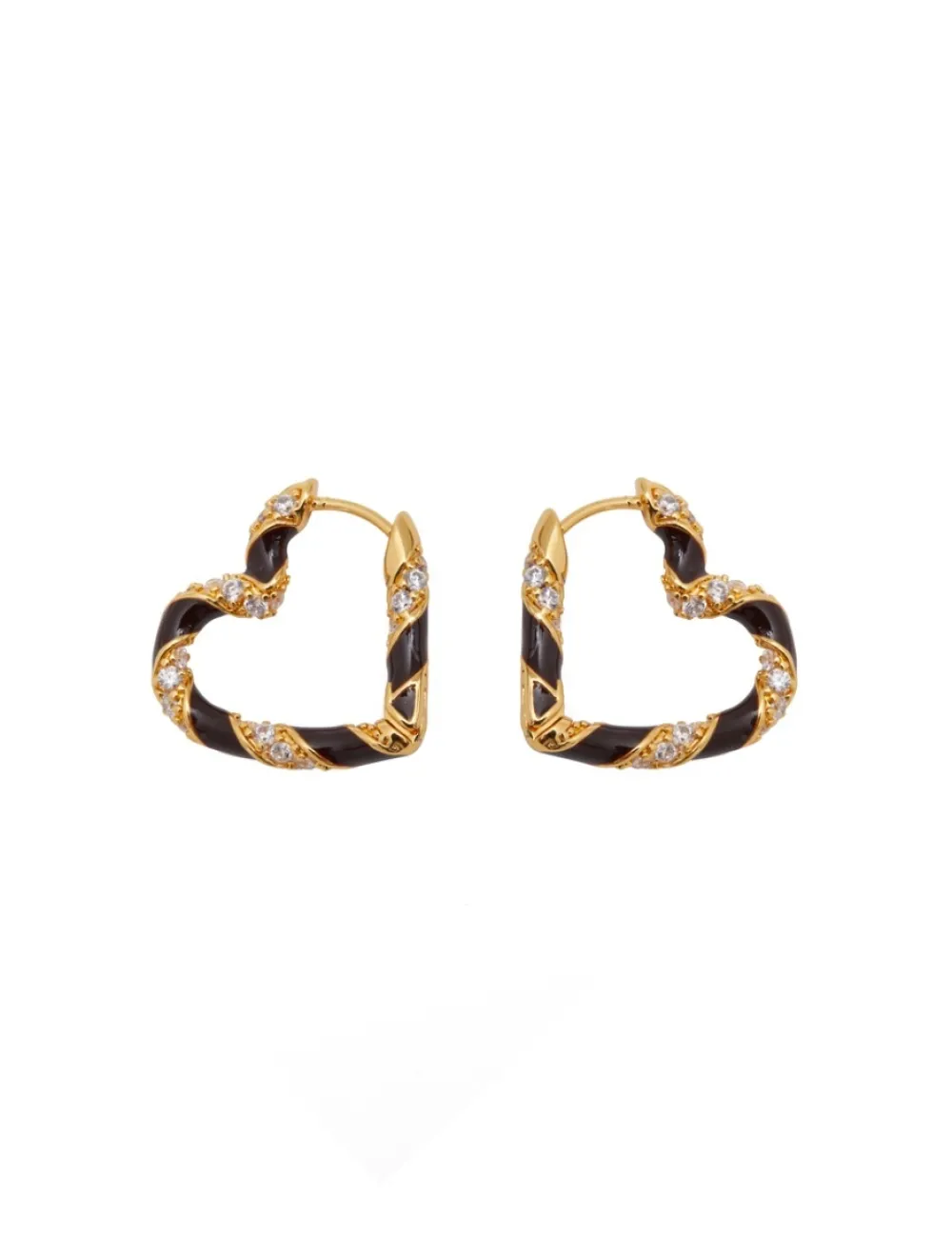 ZIMMERMANN Candy Stripe Pave Heart Hoops-Women Accessories
