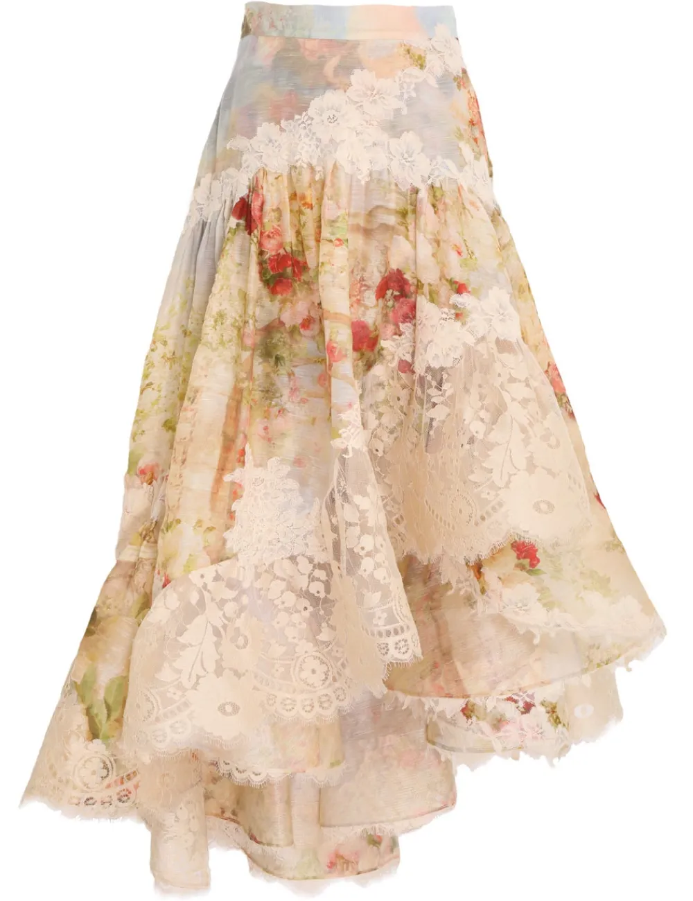 ZIMMERMANN Luminosity Lace Spliced Skirt-Women Skirts