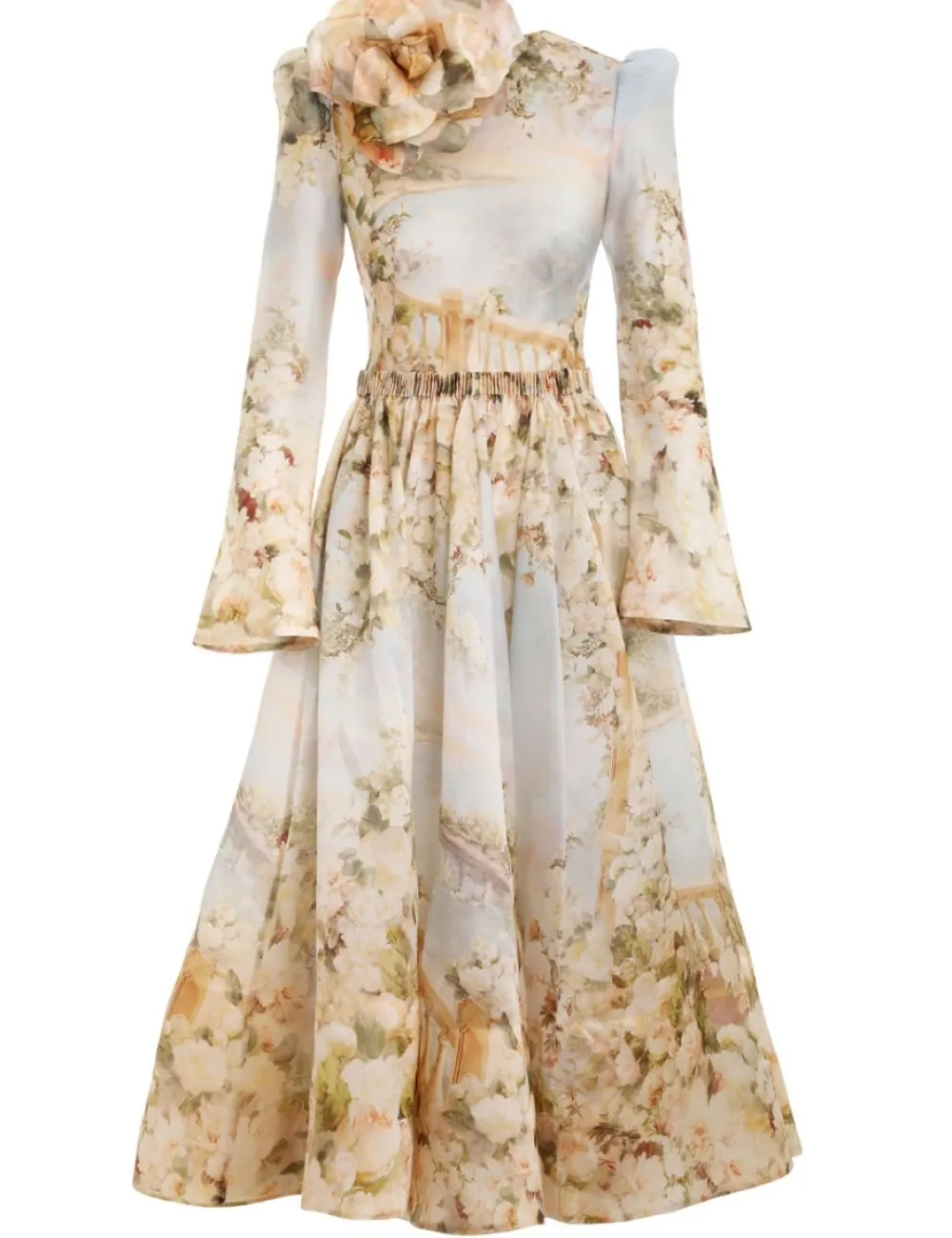 ZIMMERMANN Lyrical Ruched Midi Dress-Women Dresses