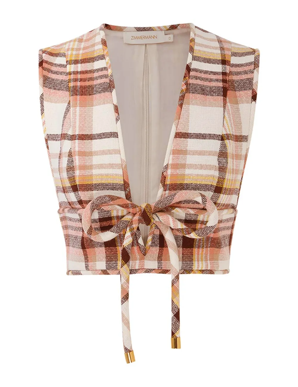 ZIMMERMANN Matchmaker Check Bow Bodice-Women In Focus