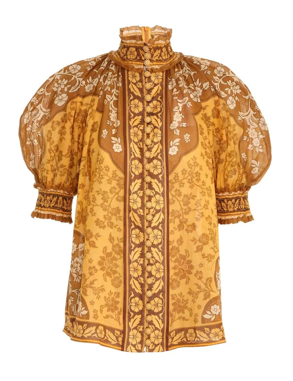 ZIMMERMANN Raie Short Sleeve Blouse-Women Clothing