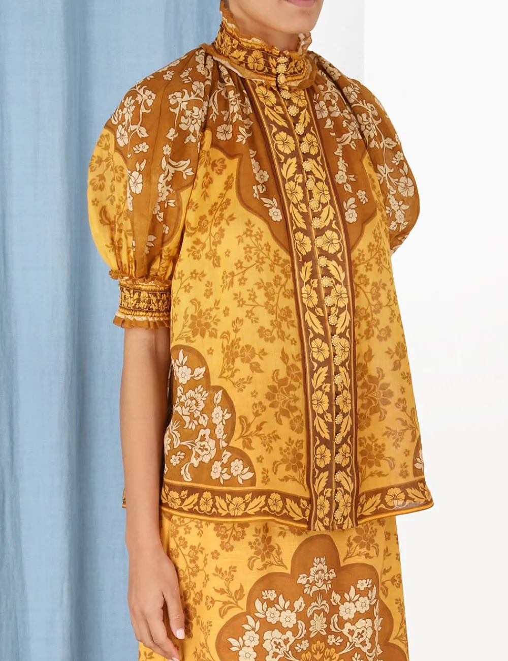 ZIMMERMANN Raie Short Sleeve Blouse-Women Clothing