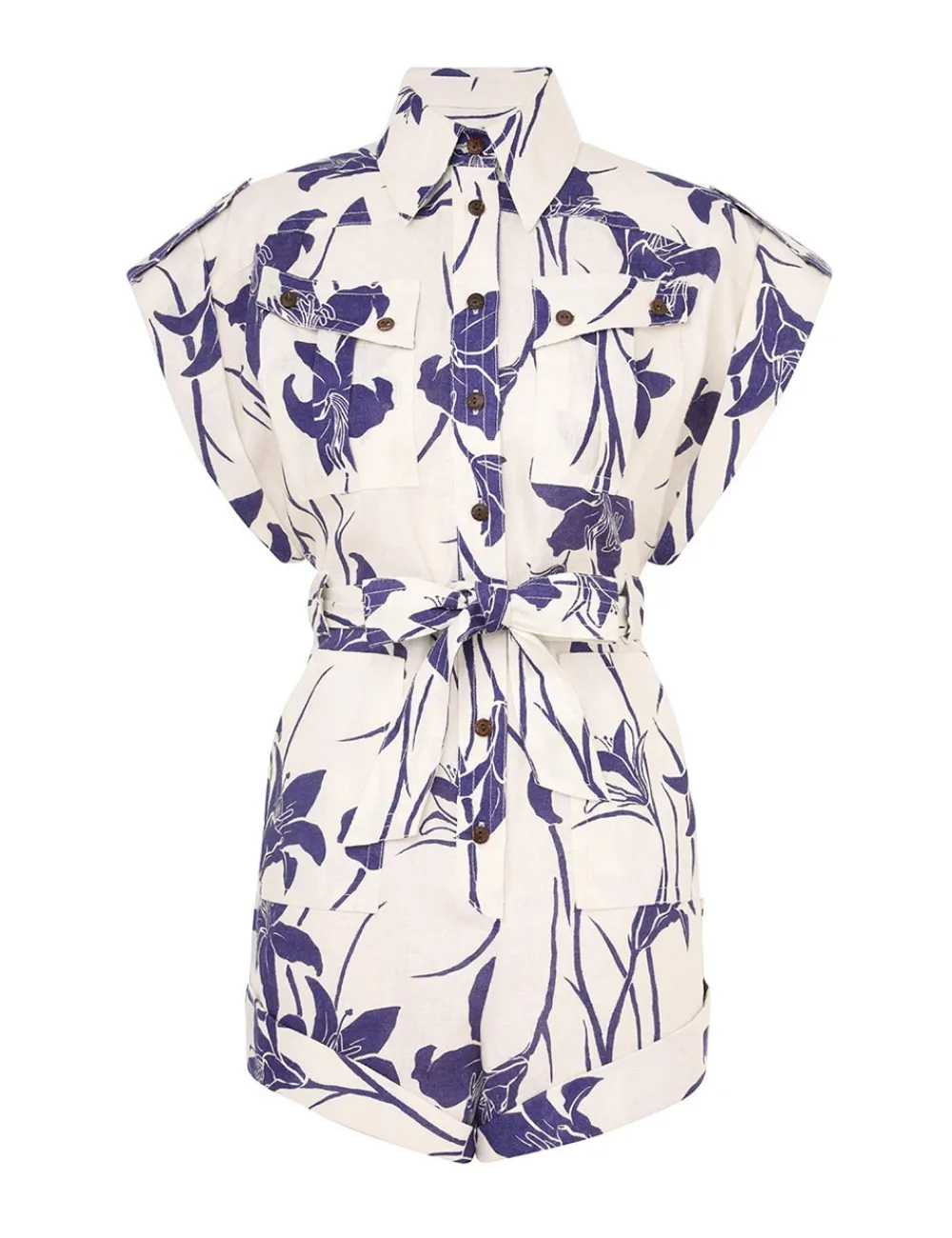 ZIMMERMANN Acadian Cuffed Playsuit-Women Clothing