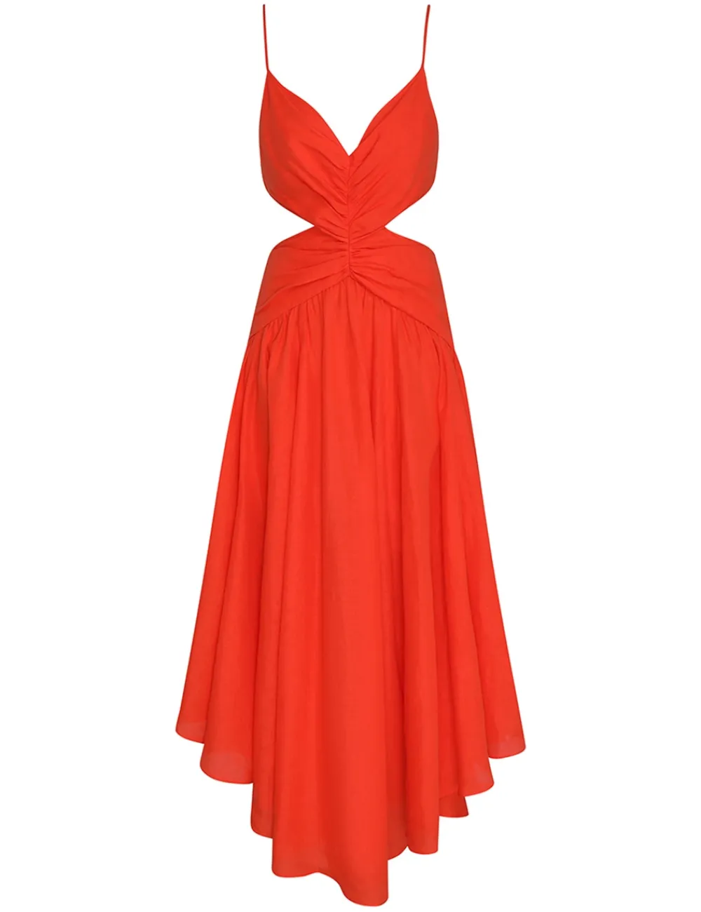 ZIMMERMANN Raie Plunge Cut Out Midi Dress-Women Clothing