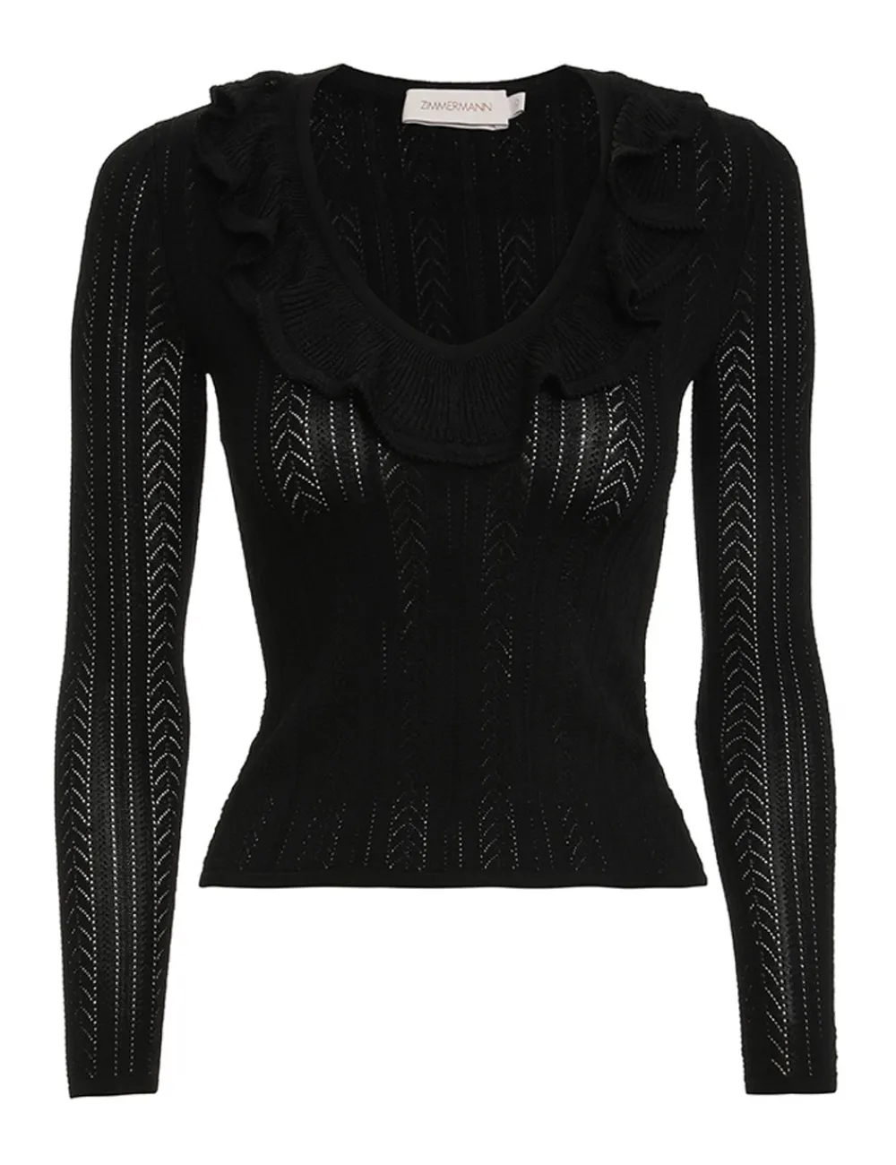 ZIMMERMANN Luminosity V-Neck Ruffle Top-Women Luminosity