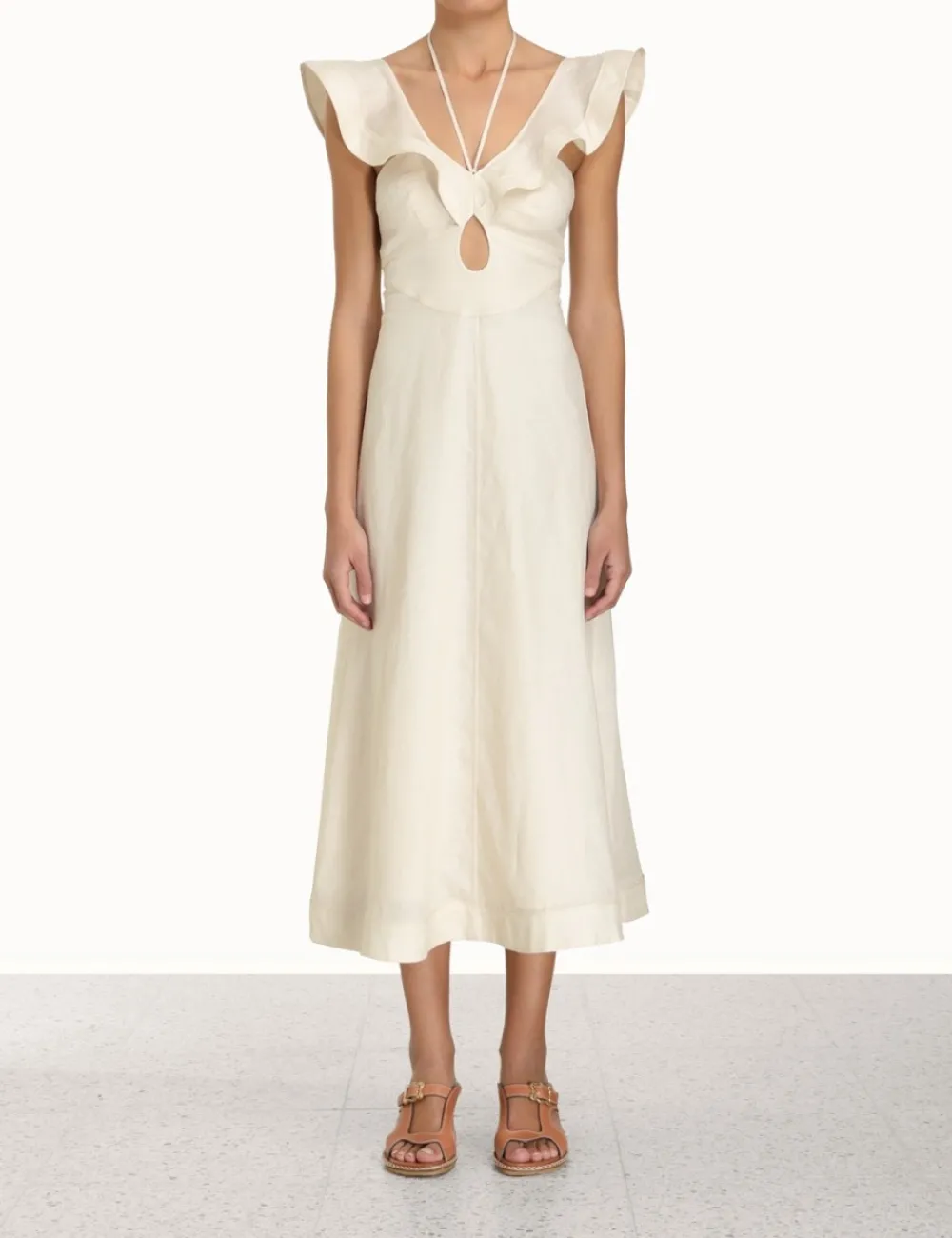 ZIMMERMANN Halcyon Flutter Midi Dress-Women Clothing