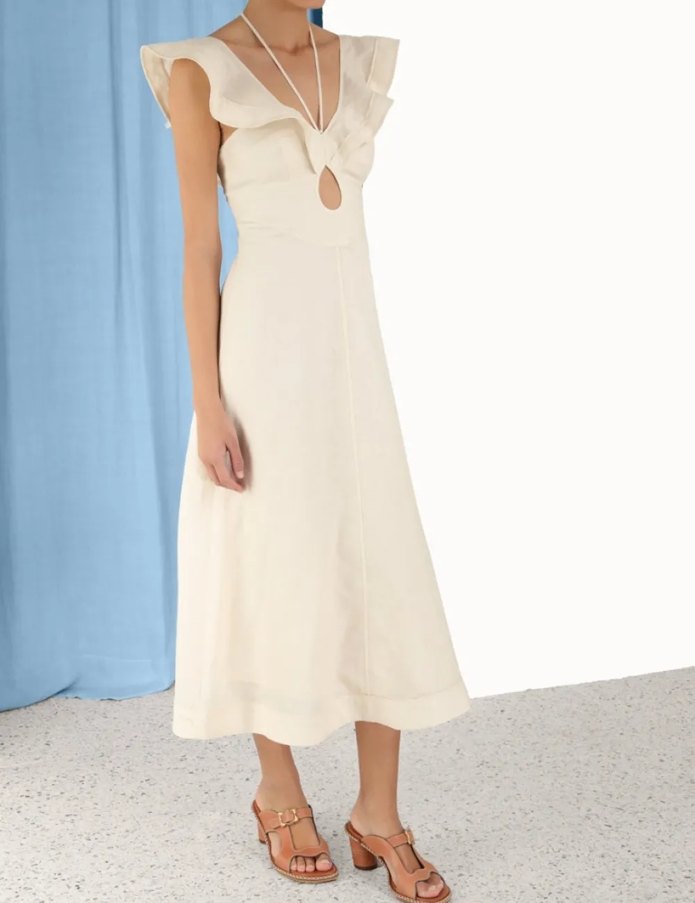 ZIMMERMANN Halcyon Flutter Midi Dress-Women Clothing