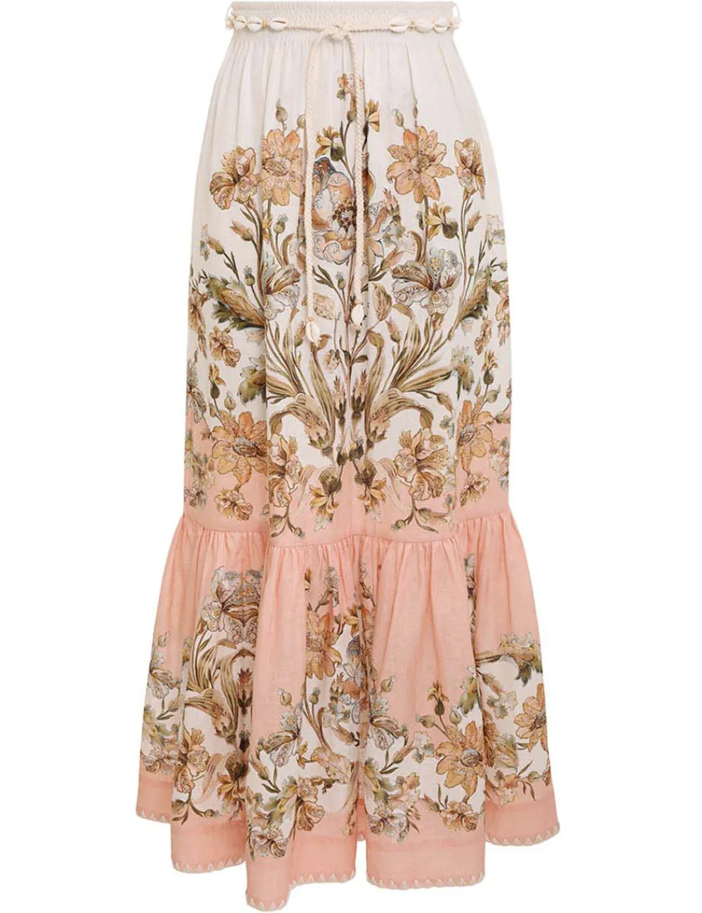ZIMMERMANN Chintz Tiered Midi Skirt-Women Skirts