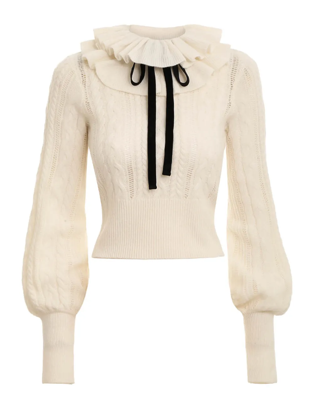 ZIMMERMANN Luminosity Frill Neck Sweater-Women Tops