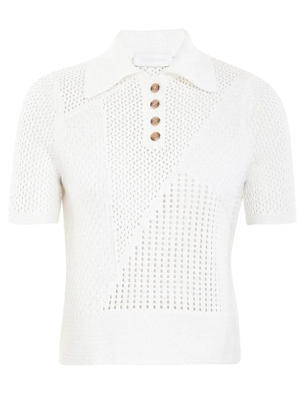 ZIMMERMANN Raie Mesh Knit Polo-Women Knitwear