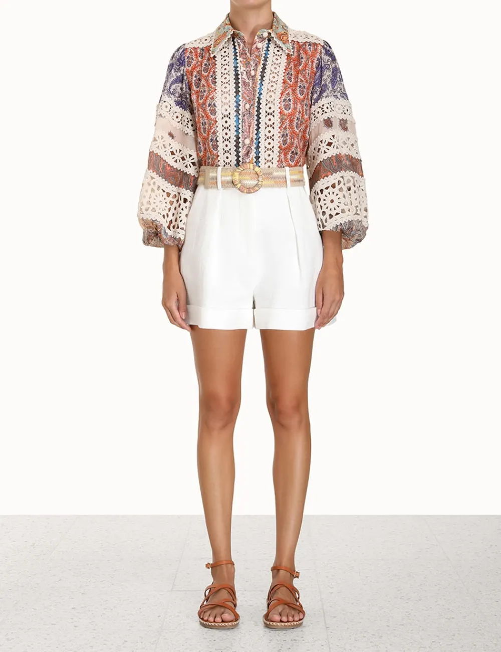 ZIMMERMANN Devi Spliced Billow Blouse-Women Tops