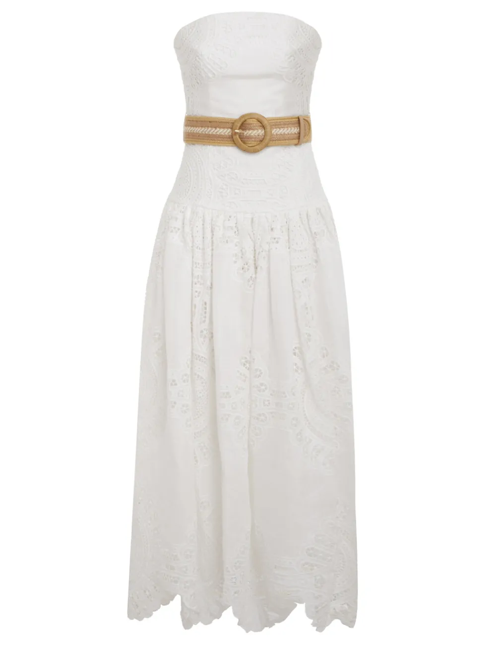 ZIMMERMANN Vacay Strapless Midi Dress-Women Clothing