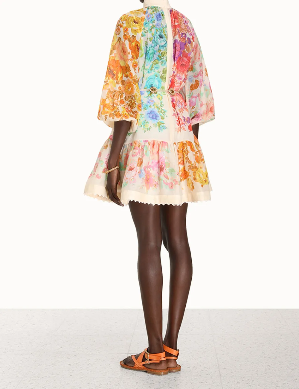 ZIMMERMANN Raie Lantern Mini Dress-Women Clothing