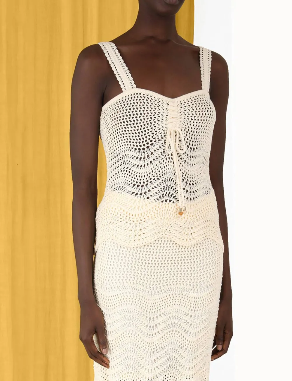 ZIMMERMANN Devi Textured Knit Tank-Women Tops