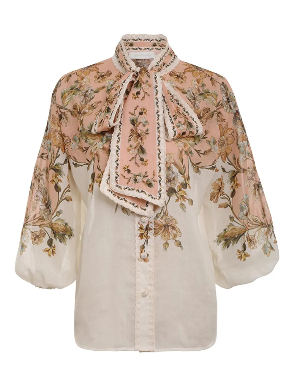 ZIMMERMANN Chintz Tie Neck Blouse-Women Tops