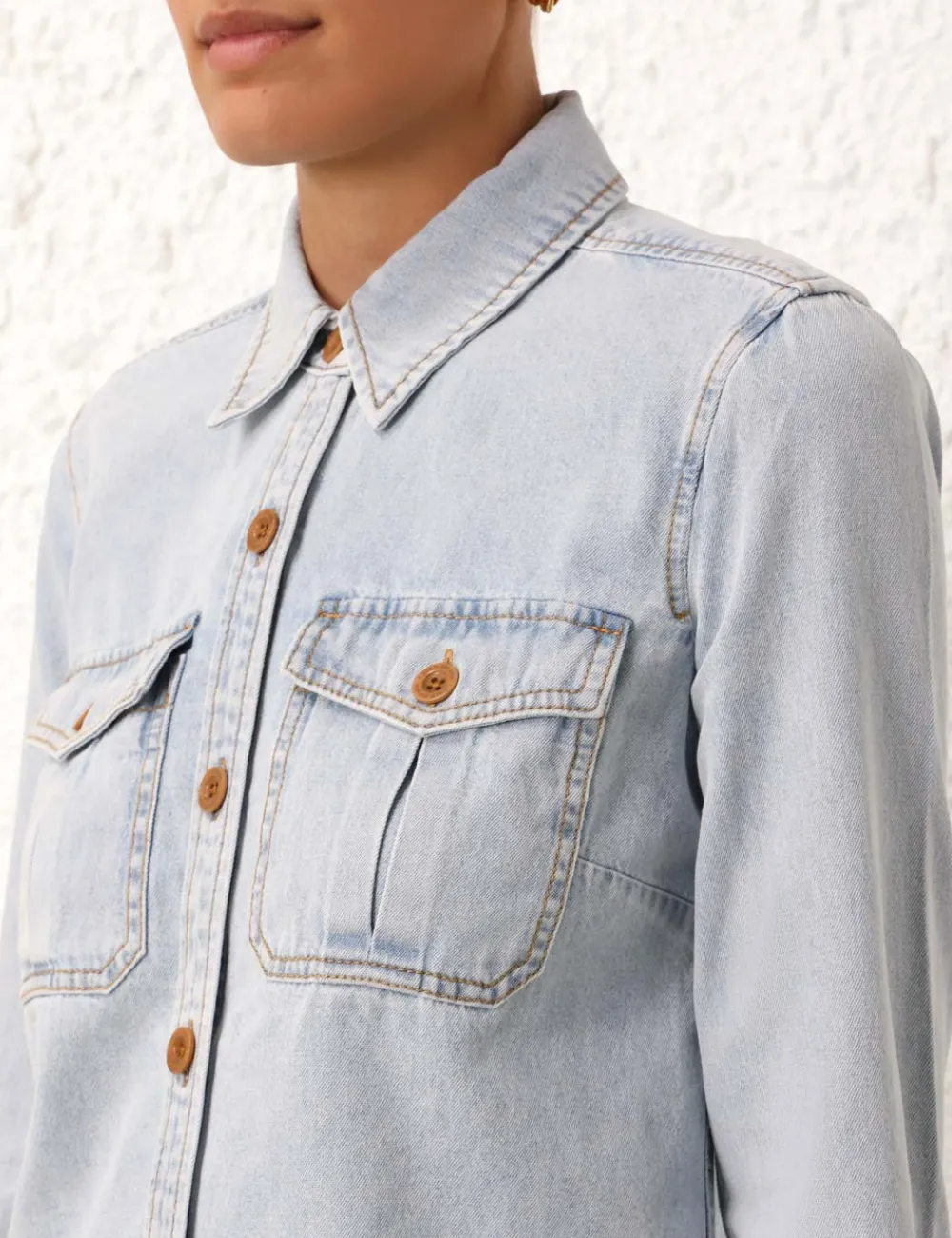 ZIMMERMANN August Denim Body Shirt-Women Clothing