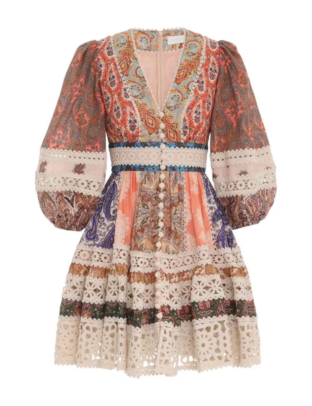 ZIMMERMANN Devi Spliced Billow Mini Dress-Women Dresses & Coverups