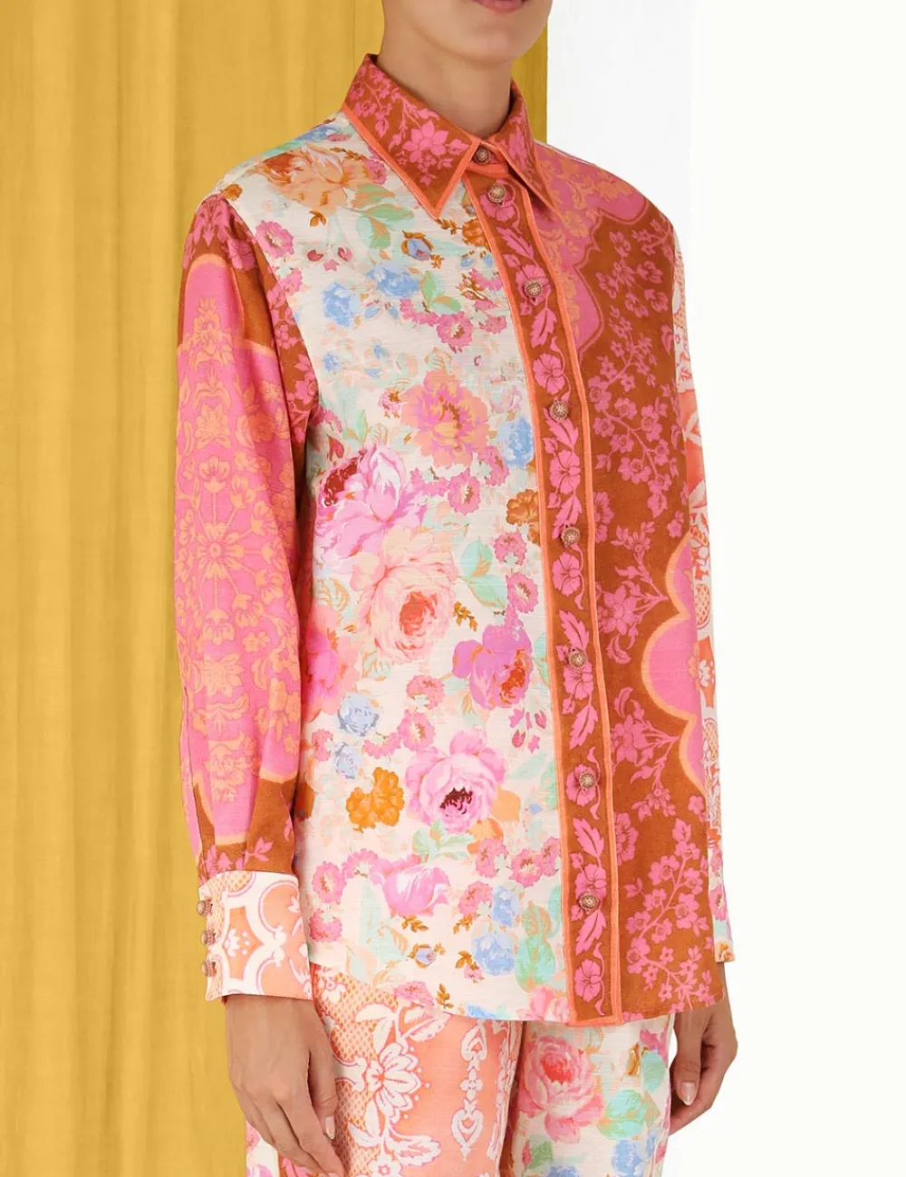 ZIMMERMANN Raie Spliced Body Shirt-Women Clothing