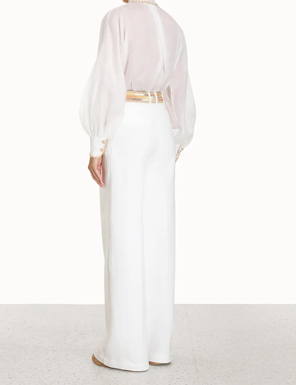 ZIMMERMANN Devi Tie Neck Blouse-Women Tops