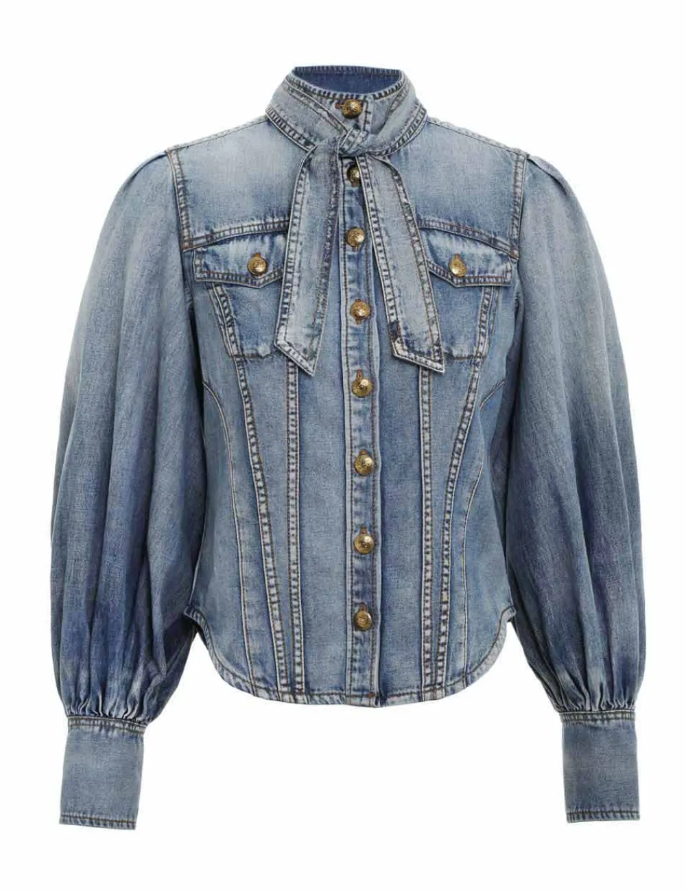 ZIMMERMANN Luminosity Denim Corset Shirt-Women In Denim