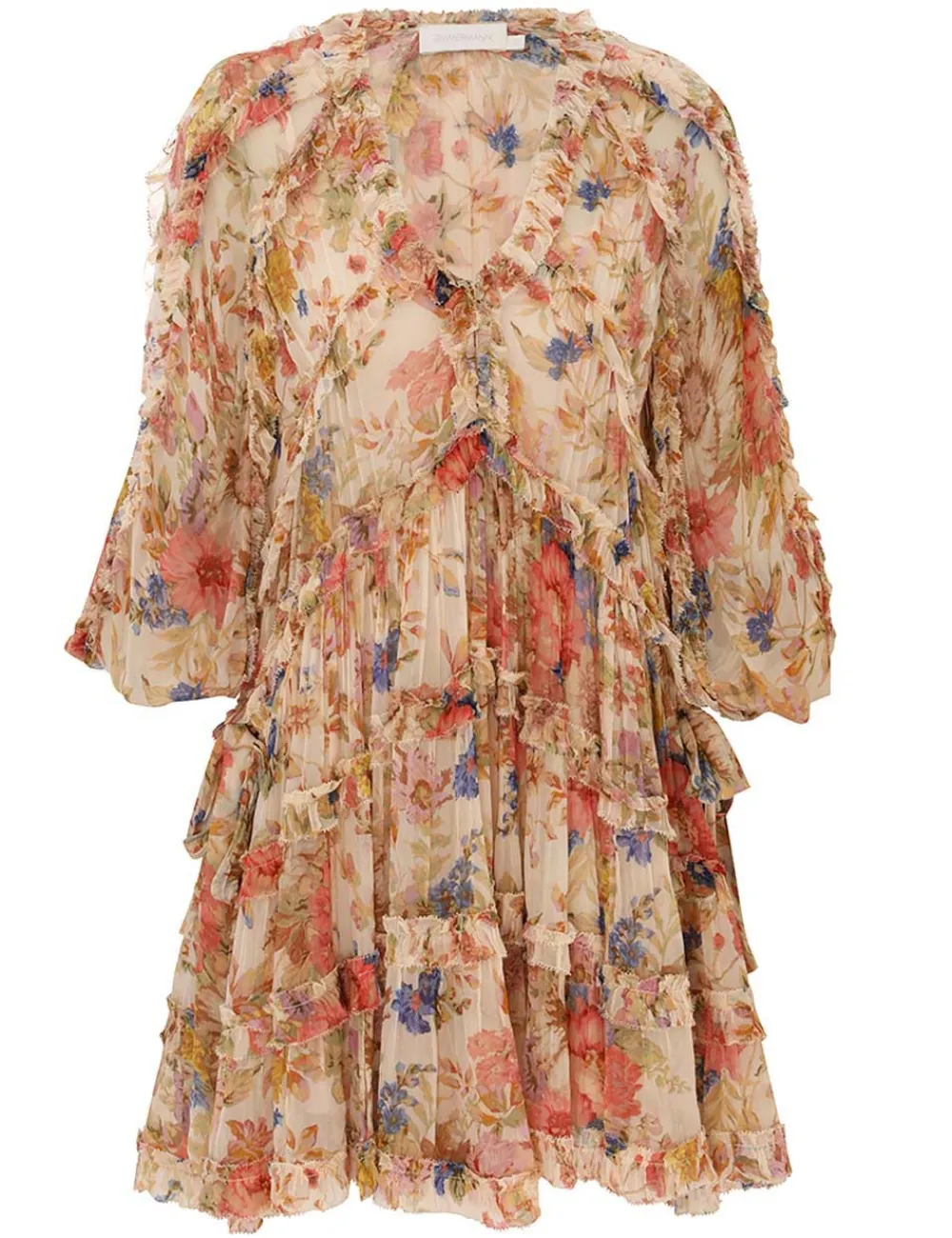 ZIMMERMANN August Billow Frill Mini Dress-Women Clothing