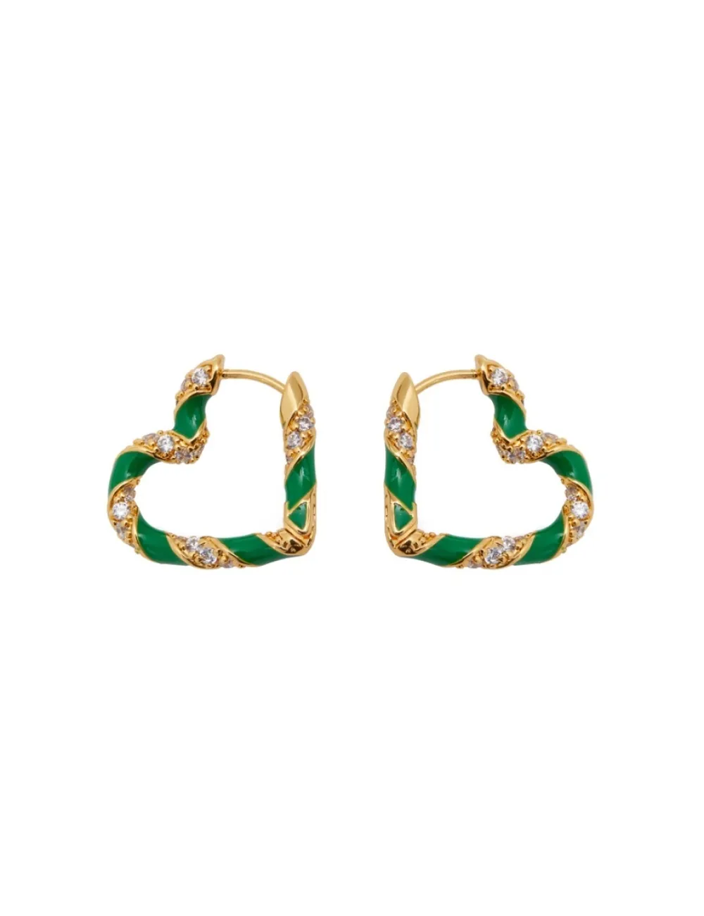 ZIMMERMANN Candy Stripe Pave Heart Hoops-Women Earrings