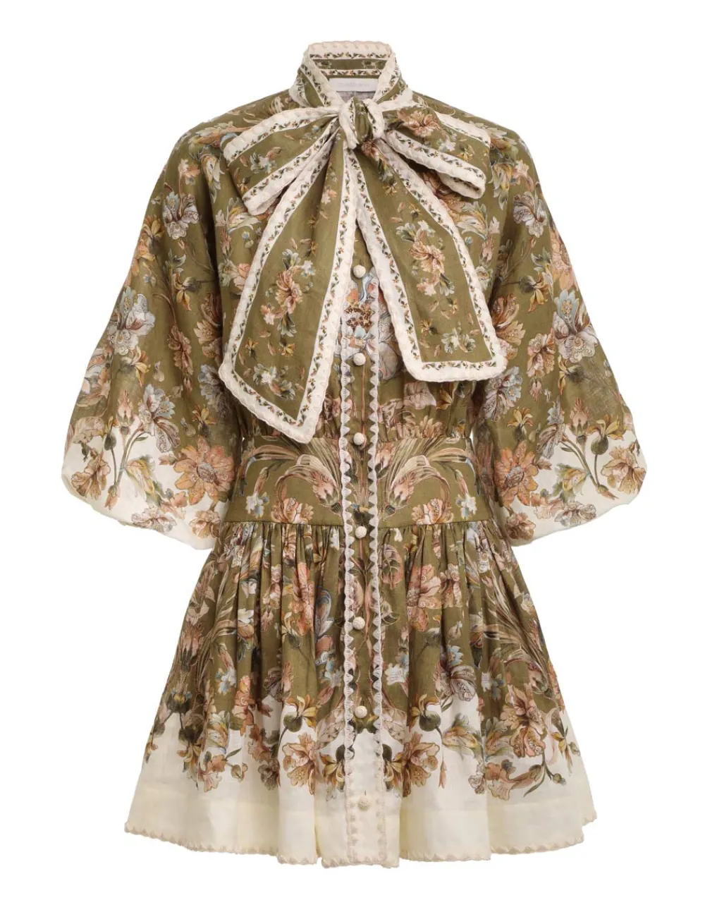 ZIMMERMANN Chintz Tie Neck Mini Dress-Women Dresses & Coverups