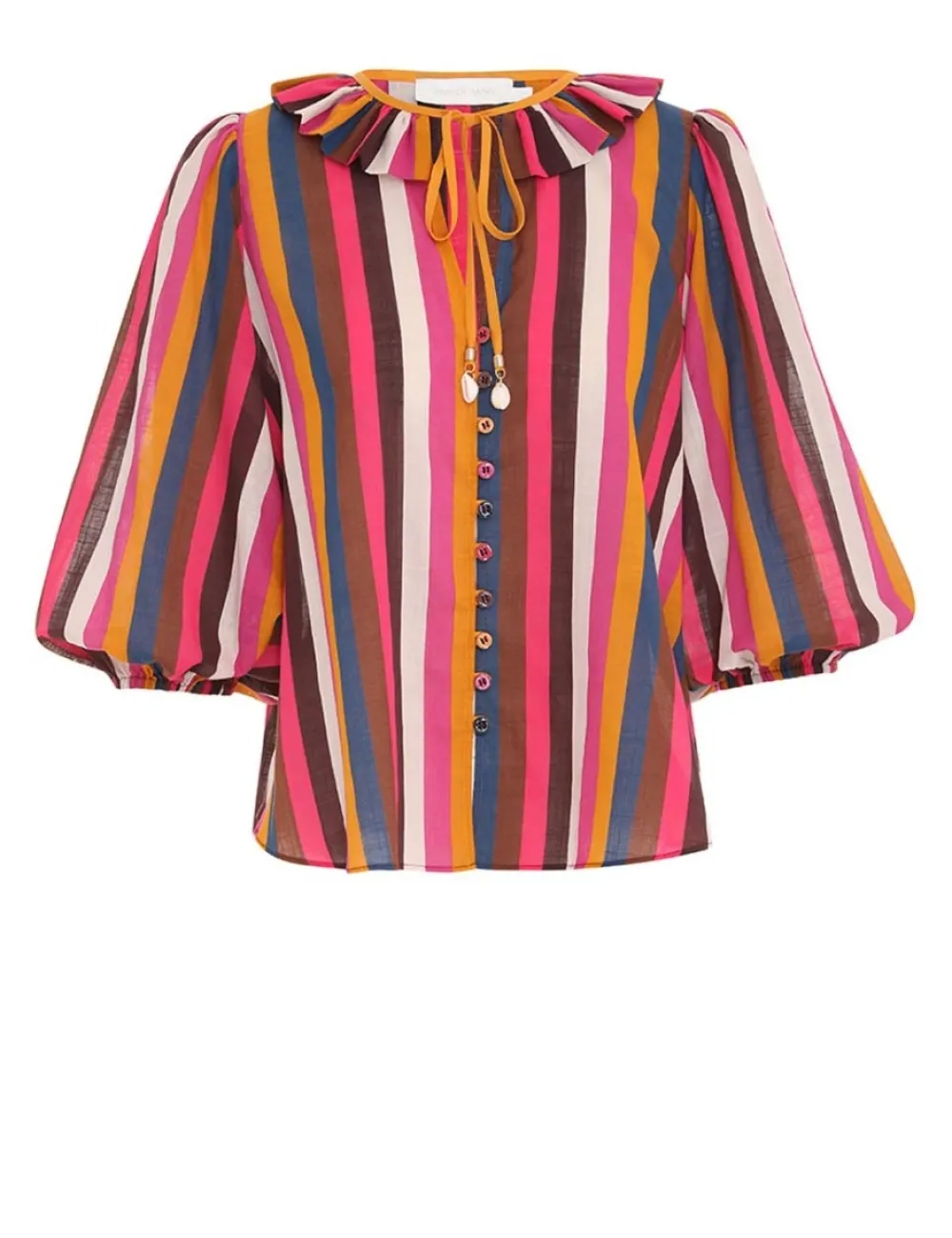 ZIMMERMANN Ginger Ruffle Neck Top-Women Clothing