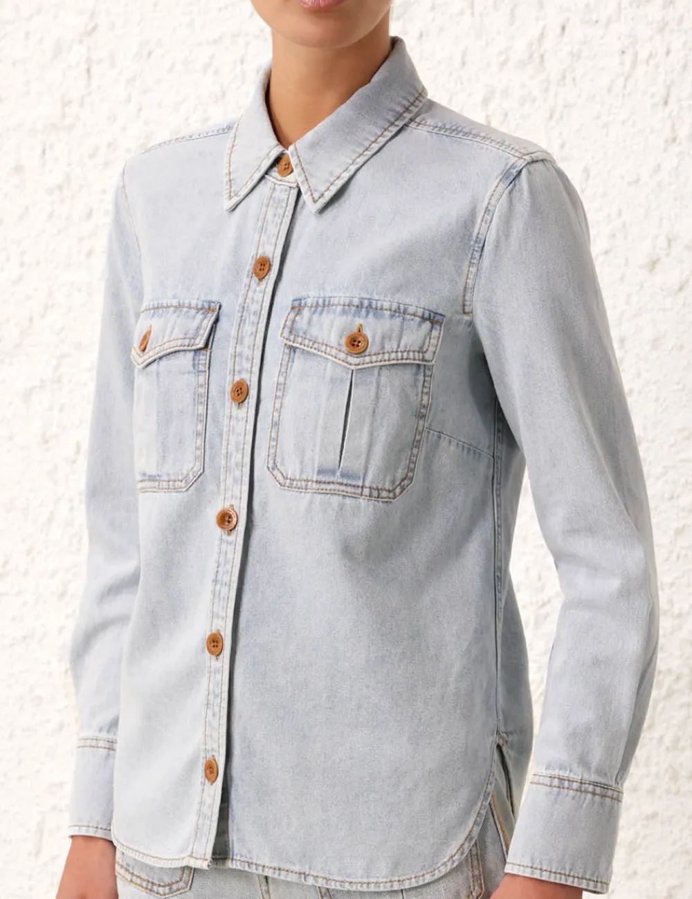 ZIMMERMANN August Denim Body Shirt-Women Denim