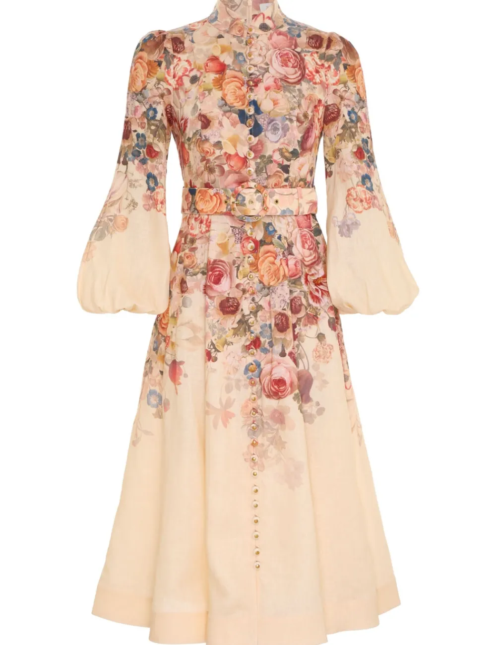 ZIMMERMANN Luminosity Buttoned Midi Dress-Women Clothing