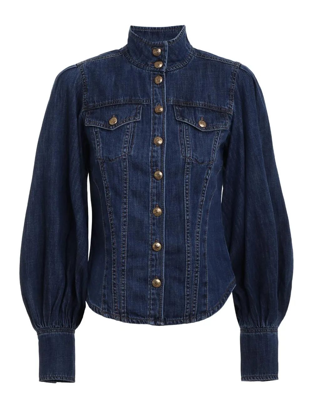 ZIMMERMANN Luminosity Denim Corset Shirt-Women Denim
