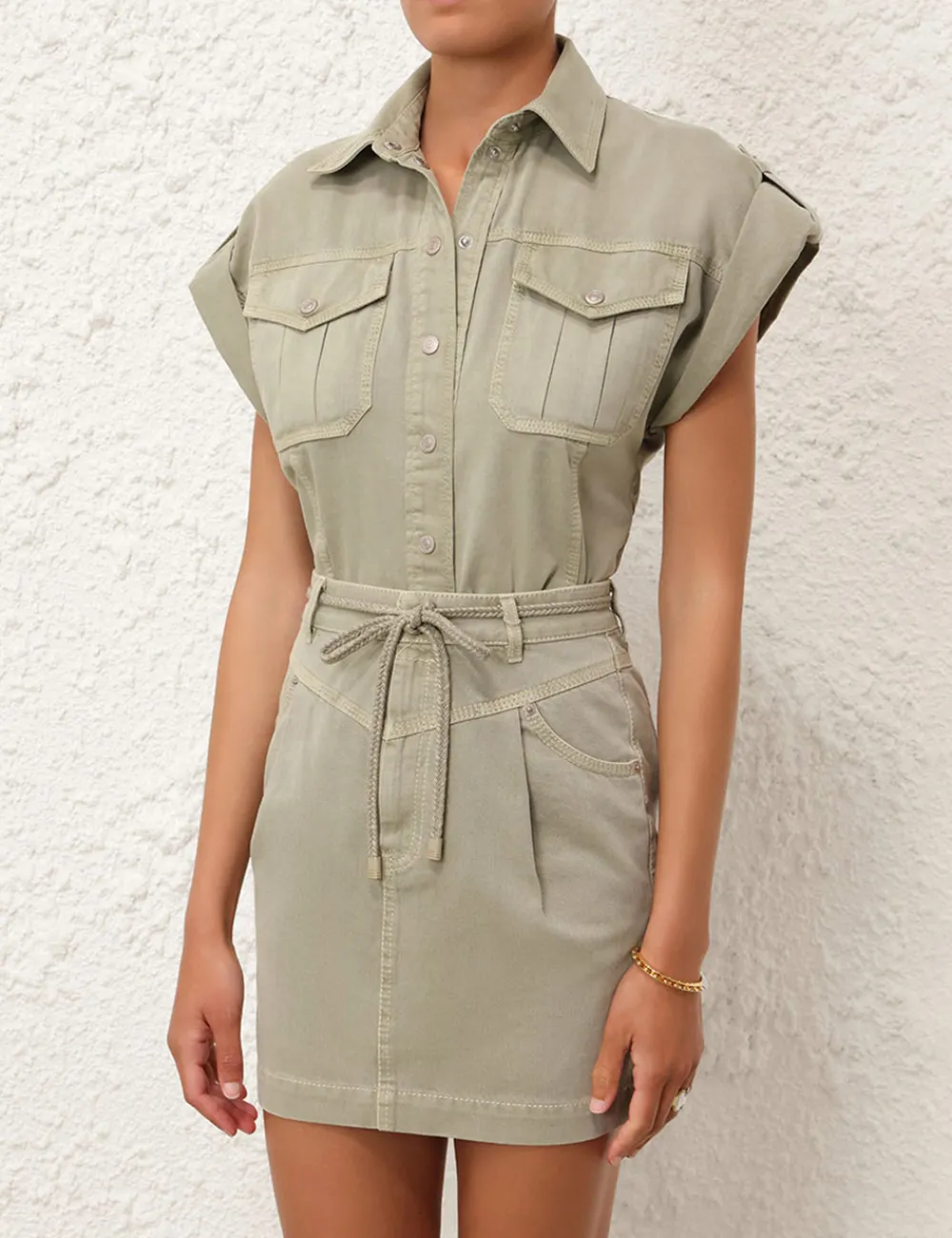 ZIMMERMANN August Denim Utility Shirt-Women Tops