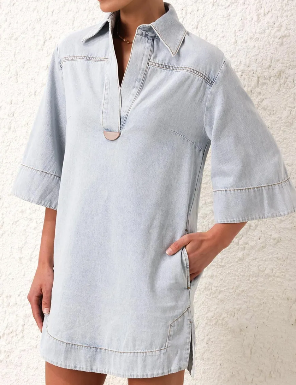 ZIMMERMANN August Denim Tunic Dress-Women Denim