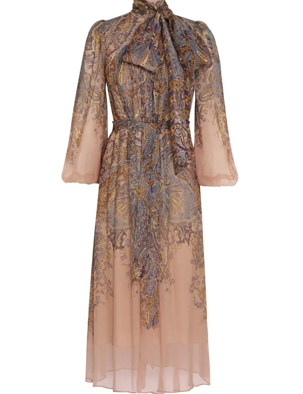 ZIMMERMANN Lyrical Tie Neck Billow Dress-Women Clothing