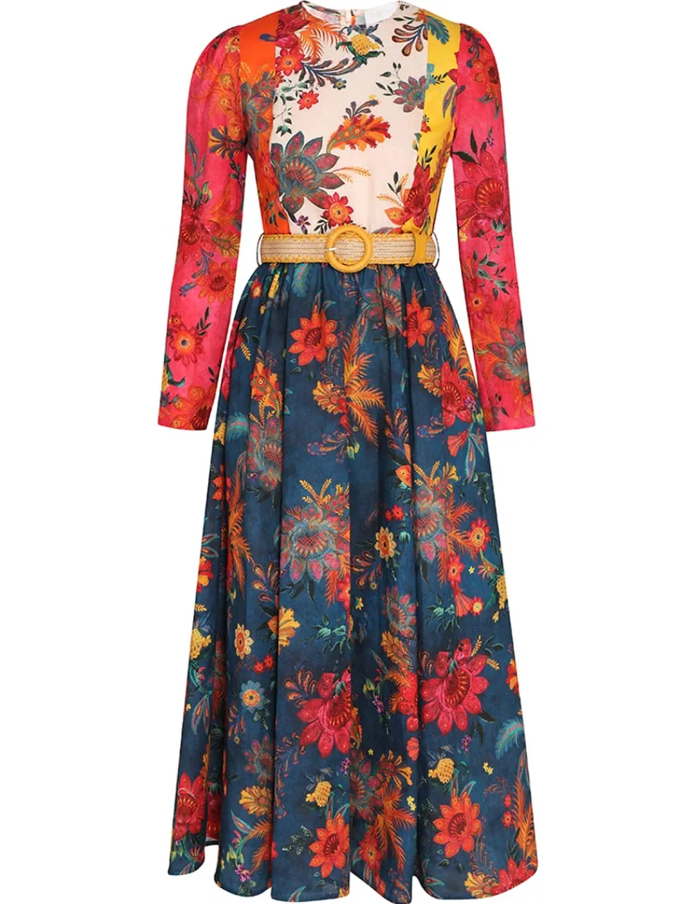 ZIMMERMANN Ginger Long Sleeve Midi Dress-Women Clothing