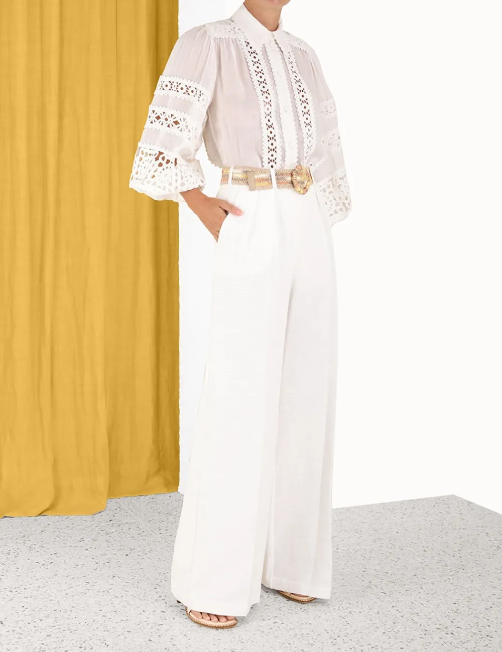 ZIMMERMANN Devi Spliced Billow Blouse-Women Tops