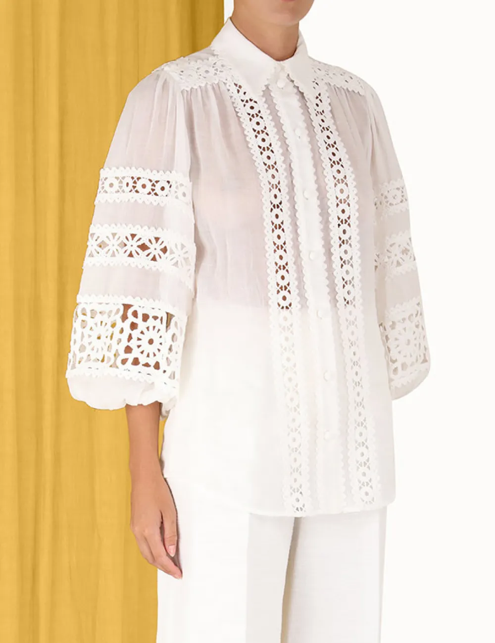 ZIMMERMANN Devi Spliced Billow Blouse-Women Tops