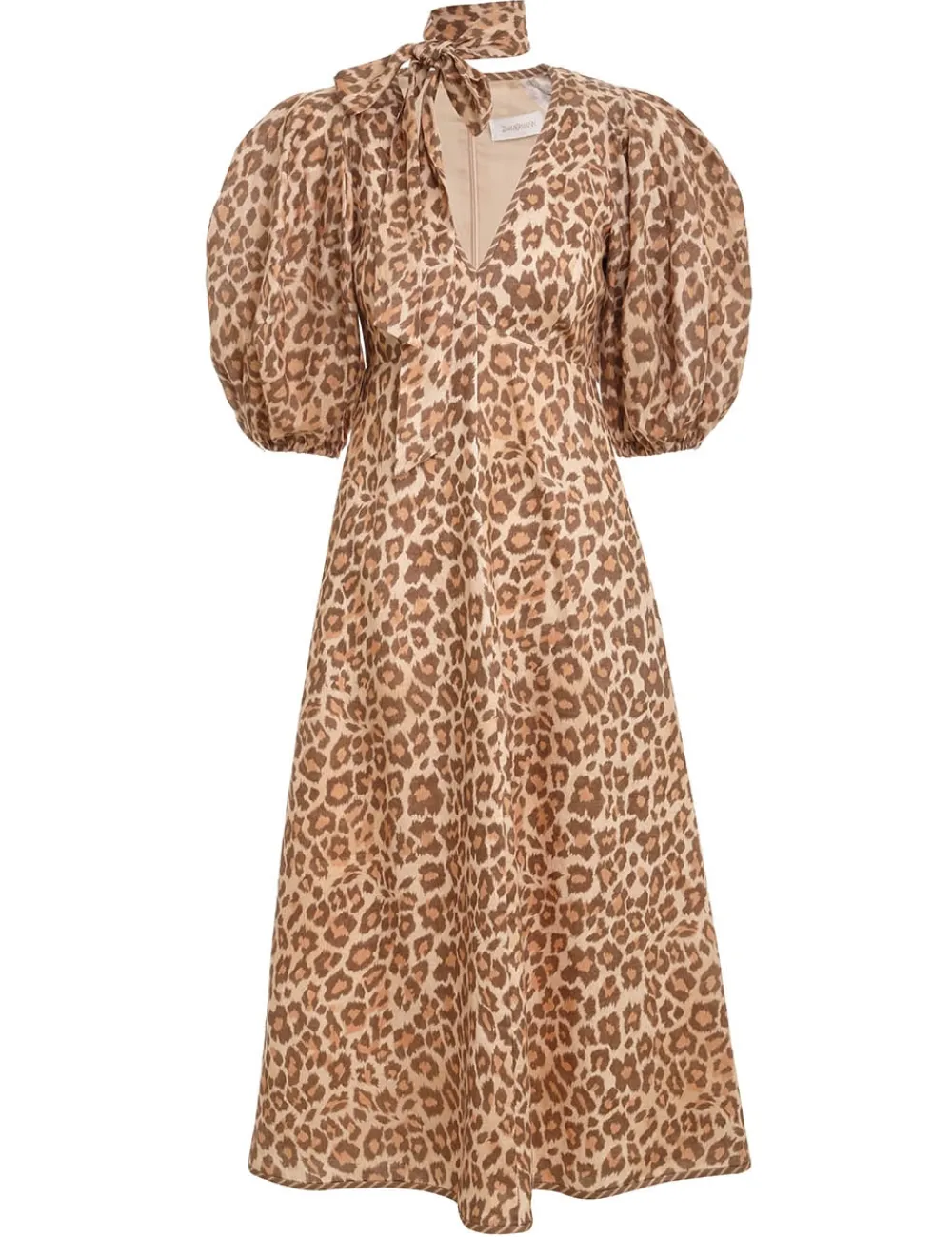 ZIMMERMANN Tie Neck Midi Dress-Women Clothing