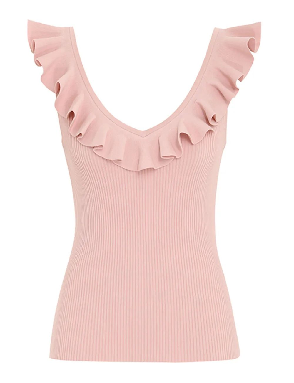 ZIMMERMANN Chintz V-Neck Frill Tank-Women Tops