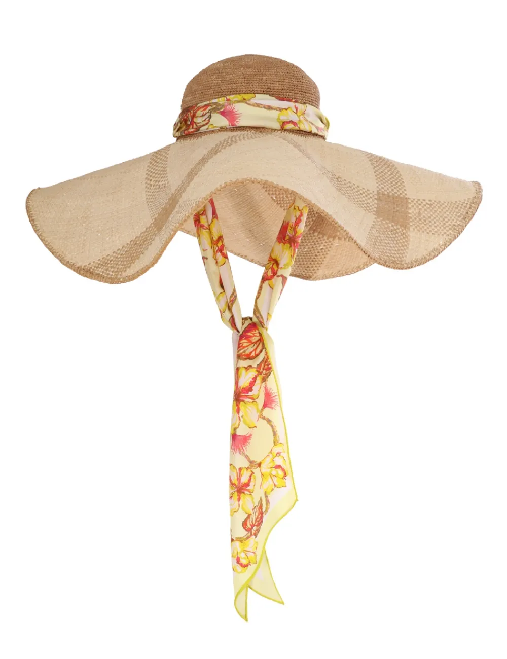 ZIMMERMANN Straw & Printed Silk Sunhat-Women Hats
