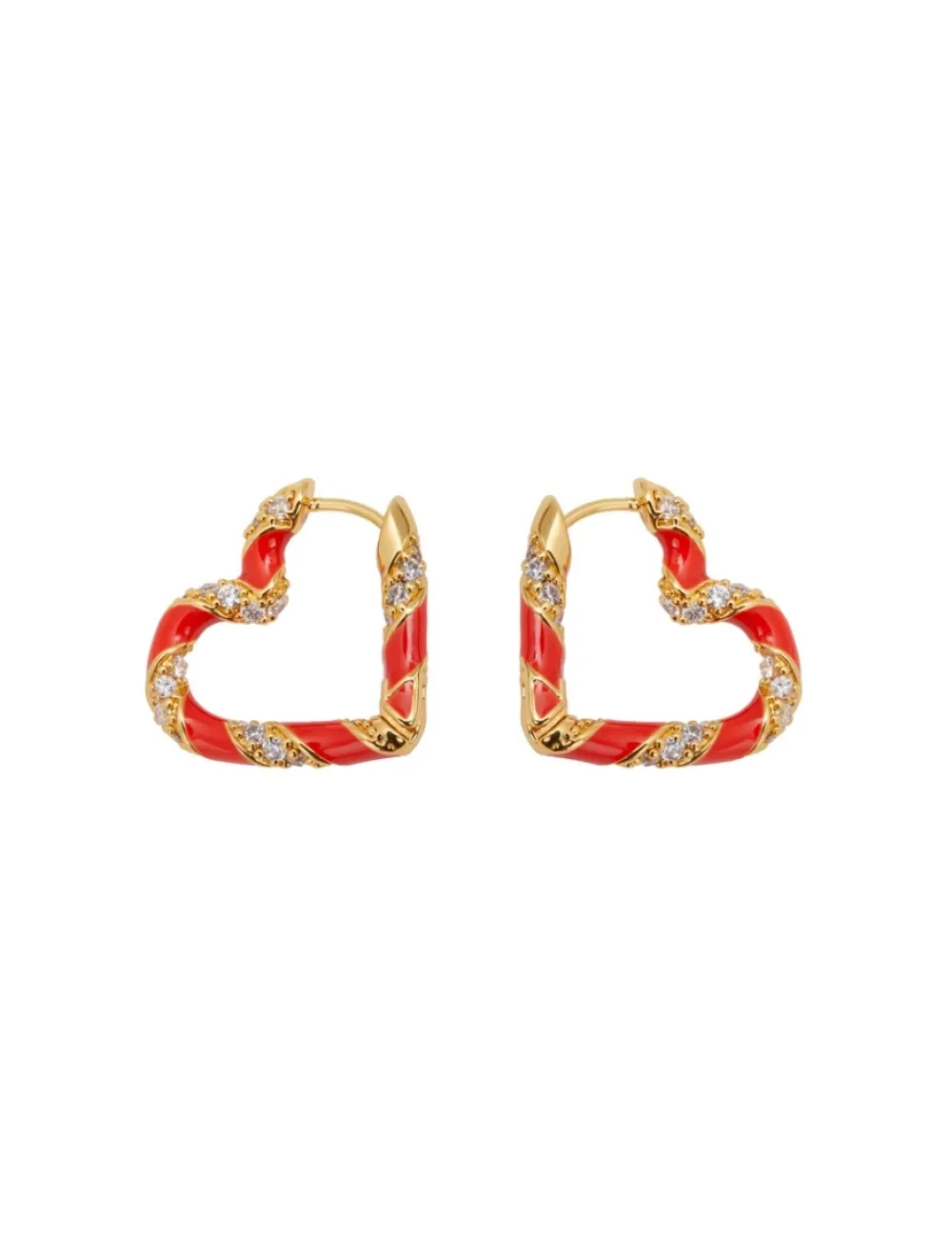 ZIMMERMANN Candy Stripe Pave Heart Hoops-Women Earrings