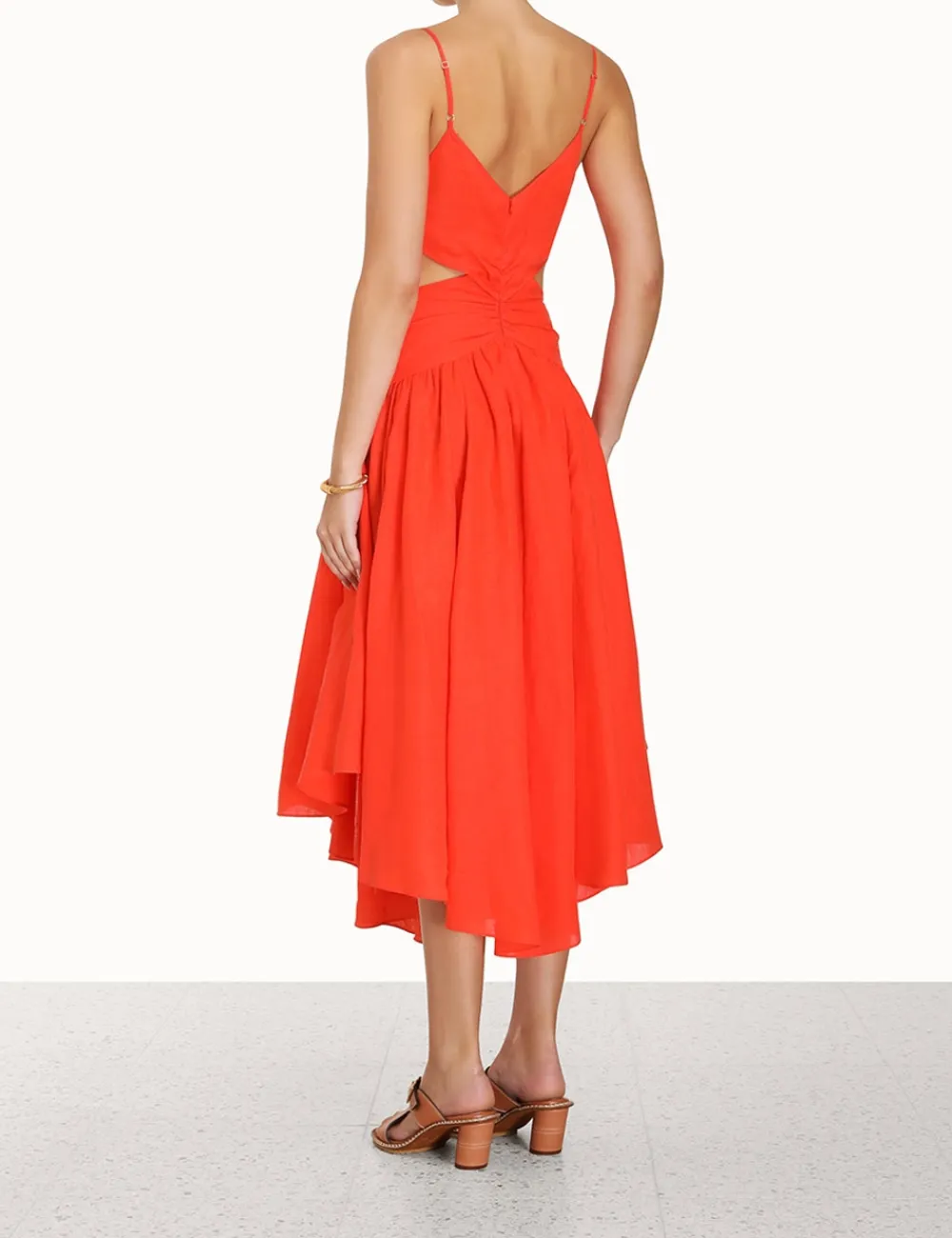 ZIMMERMANN Raie Plunge Cut Out Midi Dress-Women Dresses & Coverups