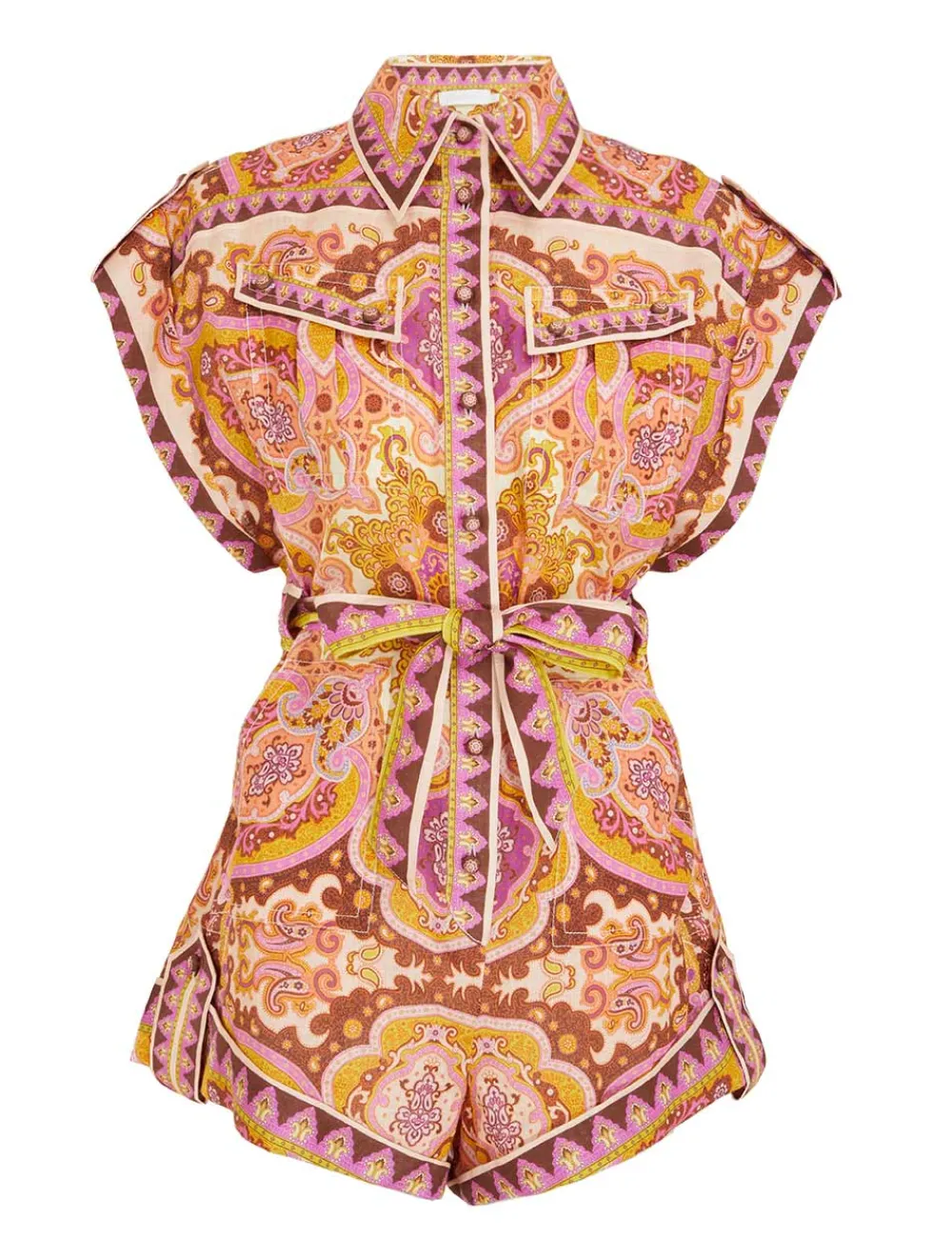 ZIMMERMANN Halcyon Cuffed Playsuit-Women Jumpsuits & Playsuits