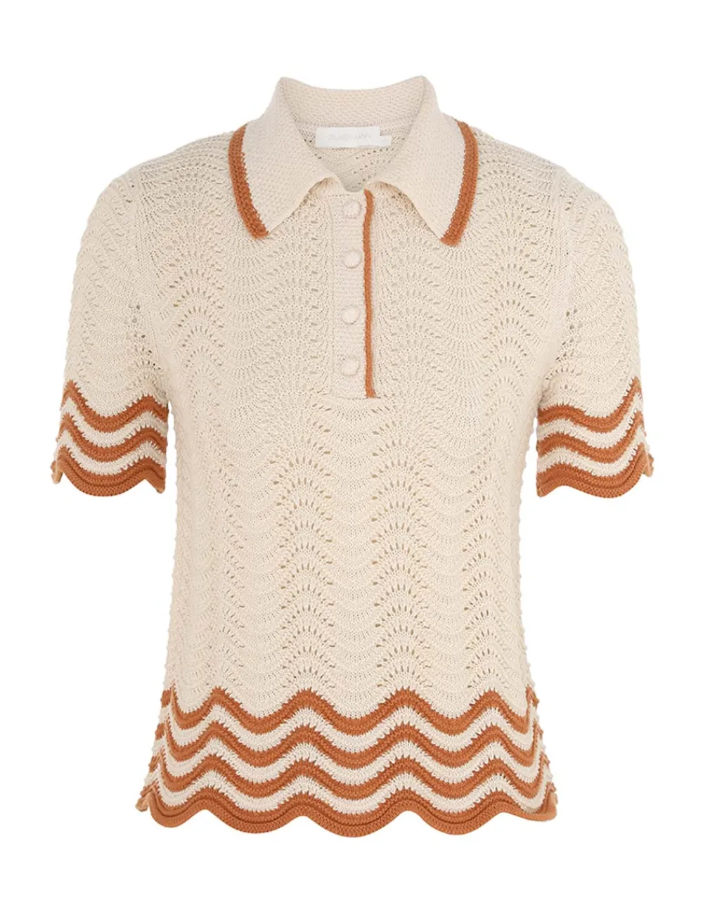 ZIMMERMANN Junie Textured Knit Polo-Women Knitwear