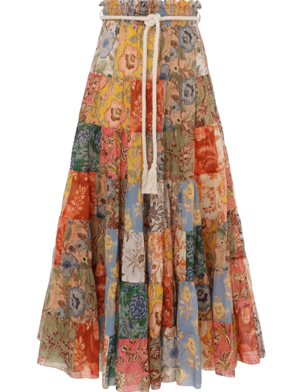 ZIMMERMANN Junie Tiered Midi Skirt-Women Skirts