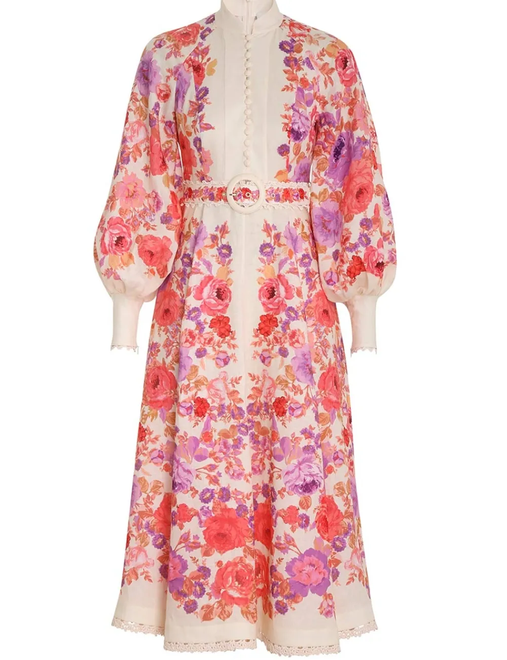 ZIMMERMANN Raie Billow Sleeve Midi Dress-Women Dresses & Coverups