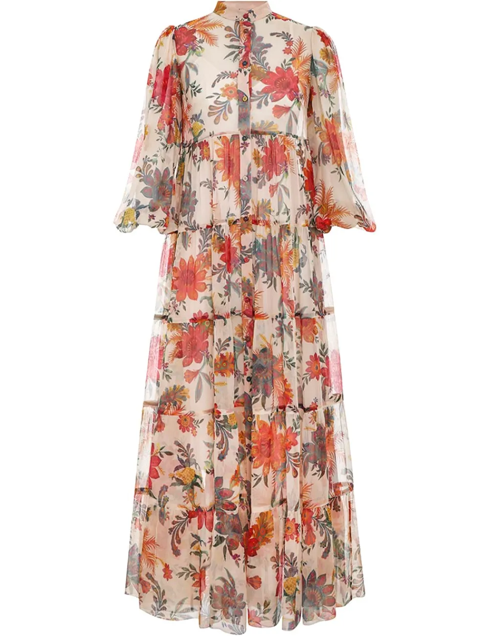 ZIMMERMANN Ginger Tiered Midi Dress-Women Clothing