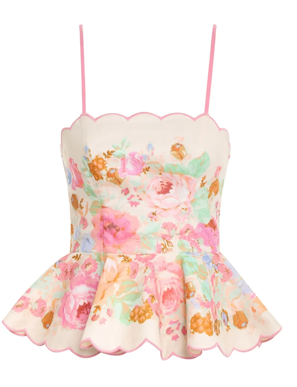 ZIMMERMANN Raie Scallop Peplum Top-Women Tops